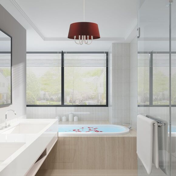 Livex Lighting Belclaire 4-Light Chandelier Brushed Nickel Red Wine Shade Modern - Picture 6 of 10